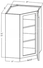 Charger l&#39;image dans la galerie, WALL DIAGONAL CORNER CABINET 1 DOOR 3 SHELF (WDC274215)
