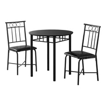 Load image into Gallery viewer, Dining Table Set, 3Pcs Set, Metal, Small, 30&quot; Round, Kitchen, Metal, Laminate, Black, Contemporary, Modern
