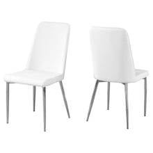 Charger l&#39;image dans la galerie, Dining Chair, Set Of 2, Side, Pu Leather-Look, Upholstered, Metal Legs, Kitchen, Dining Room, Leather Look, Metal Legs, White, Chrome, Contemporary, Modern
