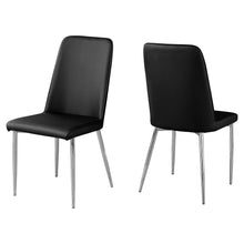 Load image into Gallery viewer, Dining Chair, Set Of 2, Side, Pu Leather-Look, Upholstered, Metal Legs, Kitchen, Dining Room, Leather Look, Metal Legs, Black, Chrome, Contemporary, Modern
