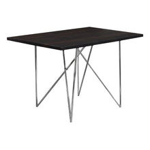 Load image into Gallery viewer, Dining Table, 48&quot; Rectangular, Metal, Kitchen, Dining Room, Metal Base, Laminate, Dark Brown, Chrome, Contemporary, Modern
