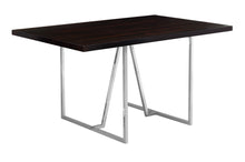 Load image into Gallery viewer, Dining Table, 60&quot; Rectangular, Metal, Kitchen, Dining Room, Metal Legs, Laminate, Dark Brown, Chrome, Contemporary, Modern
