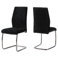 Load image into Gallery viewer, Dining Chair, Set Of 2, Side, Pu Leather-Look, Upholstered, Metal Legs, Kitchen, Dining Room, Velvet, Metal Legs, Black, Chrome, Contemporary, Modern
