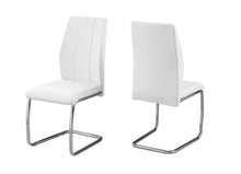 Load image into Gallery viewer, Dining Chair, Set Of 2, Side, Pu Leather-Look, Upholstered, Metal Legs, Kitchen, Dining Room, Velvet, Metal Legs, White, Chrome, Contemporary, Modern

