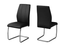 Load image into Gallery viewer, Dining Chair, Set Of 2, Side, Pu Leather-Look, Upholstered, Metal Legs, Kitchen, Dining Room, Velvet, Metal Legs, Black, Chrome, Contemporary, Modern
