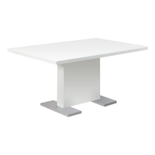 Load image into Gallery viewer, Dining Table, 60&quot; Rectangular, Metal, Kitchen, Dining Room, Metal Base, Laminate, Glossy White, Chrome, Contemporary, Modern
