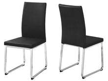 Load image into Gallery viewer, Dining Chair, Set Of 2, Side, Pu Leather-Look, Upholstered, Metal Legs, Kitchen, Dining Room, Leather Look, Metal Legs, Black, Chrome, Contemporary, Modern
