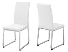 Load image into Gallery viewer, Dining Chair, Set Of 2, Side, Pu Leather-Look, Upholstered, Metal Legs, Kitchen, Dining Room, Leather Look, Metal Legs, White, Chrome, Contemporary, Modern
