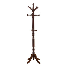 Charger l&#39;image dans la galerie, Coat Rack, Hall Tree, Free Standing, 11 Hooks, Entryway, 73&quot;H, Wooden, Cherry, Traditional
