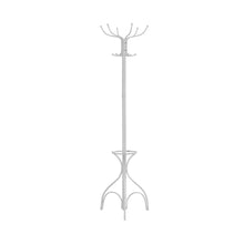 Charger l&#39;image dans la galerie, Coat Rack, Hall Tree, Free Standing, 12 Hooks, Entryway, 70&quot;H, Umbrella Holder, Metal, White, Contemporary, Modern
