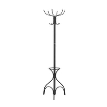 Charger l&#39;image dans la galerie, Coat Rack, Hall Tree, Free Standing, 12 Hooks, Entryway, 70&quot;H, Umbrella Holder, Metal, Black, Contemporary, Modern
