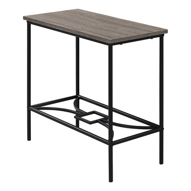 Accent Table, Side, End, Narrow, Small, Living Room, Bedroom, 2 Tier, Metal Legs, Laminate, Dark Taupe, Black, Contemporary, Modern