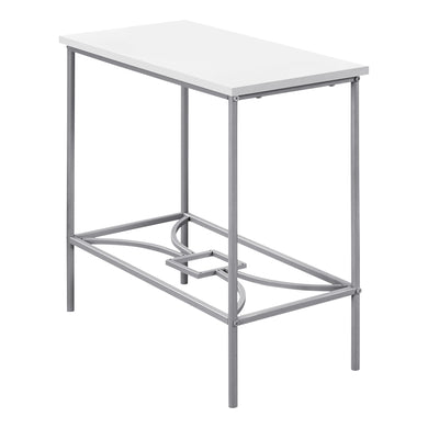 Accent Table, Side, End, Narrow, Small, Living Room, Bedroom, 2 Tier, Metal Legs, Laminate, White, Grey, Contemporary, Modern