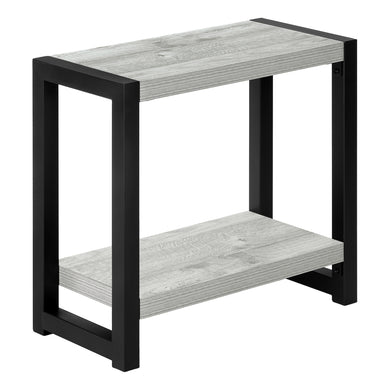 Accent Table, Side, End, Narrow, Small, Living Room, Bedroom, 2 Tier, Metal Legs, Laminate, Grey, Black, Contemporary, Modern