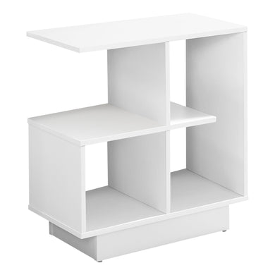 Accent Table, Side, End, Narrow, Small, Living Room, Bedroom, 3 Tier, Laminate, White, White, Contemporary, Modern