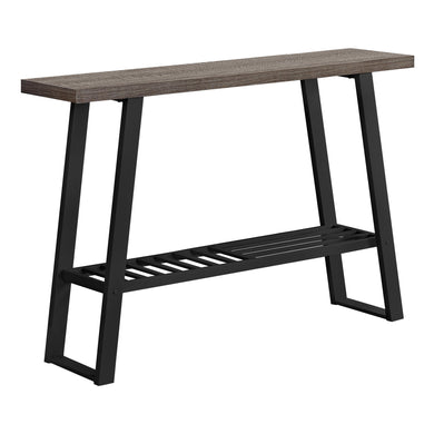 Accent Table, Console, Entryway, Narrow, Sofa, Living Room, Bedroom, Metal Legs, Laminate, Dark Taupe, Black, Contemporary, Modern