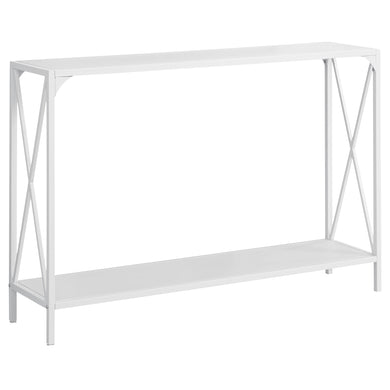 Accent Table, Console, Entryway, Narrow, Sofa, Living Room, Bedroom, Metal Frame, Laminate, White, White, Contemporary, Modern