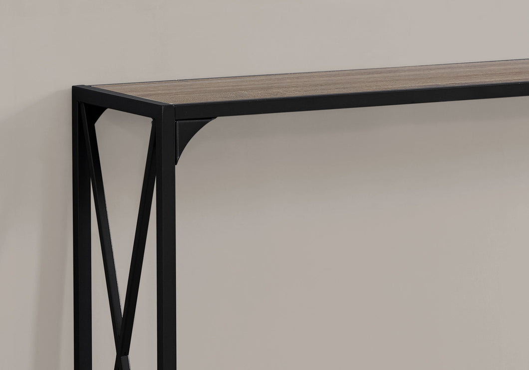 Accent Table, Console, Entryway, Narrow, Sofa, Living Room, Bedroom, Metal Frame, Laminate, Dark Taupe, Black, Contemporary, Modern