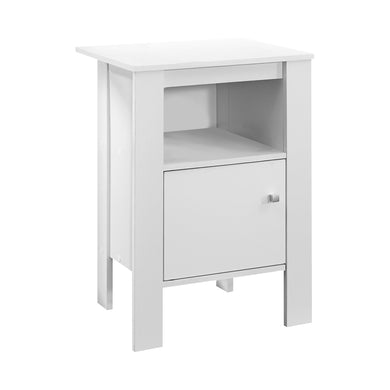 Accent Table, Side, End, Nightstand, Lamp, Living Room, Bedroom, Laminate, White, White, Contemporary, Modern