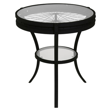 Accent Table, Side, End, Nightstand, Lamp, Living Room, Bedroom, Metal Legs, Tempered Glass, Black, Clear, Contemporary, Modern