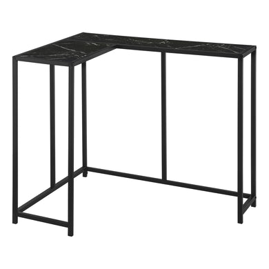 Accent Table, Console, Entryway, Narrow, Corner, Living Room, Bedroom, Metal Frame, Laminate, Black Marble-Look, Black, Contemporary, Modern