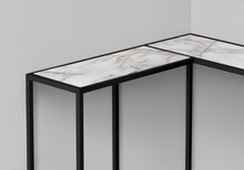 Load image into Gallery viewer, Accent Table, Console, Entryway, Narrow, Corner, Living Room, Bedroom, Metal Frame, Laminate, White Marble Look, Black, Contemporary, Modern
