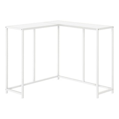 Accent Table, Console, Entryway, Narrow, Corner, Living Room, Bedroom, Metal Frame, Laminate, White, Contemporary, Modern