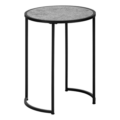 Accent Table, Side, End, Nightstand, Lamp, Living Room, Bedroom, Metal Base, Laminate, Grey Stone Look, Black, Contemporary, Modern