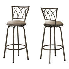 Charger l&#39;image dans la galerie, Bar Stool, Set Of 2, Swivel, Bar Height, Metal, Microfiber, Coffee, Beige, Contemporary, Modern
