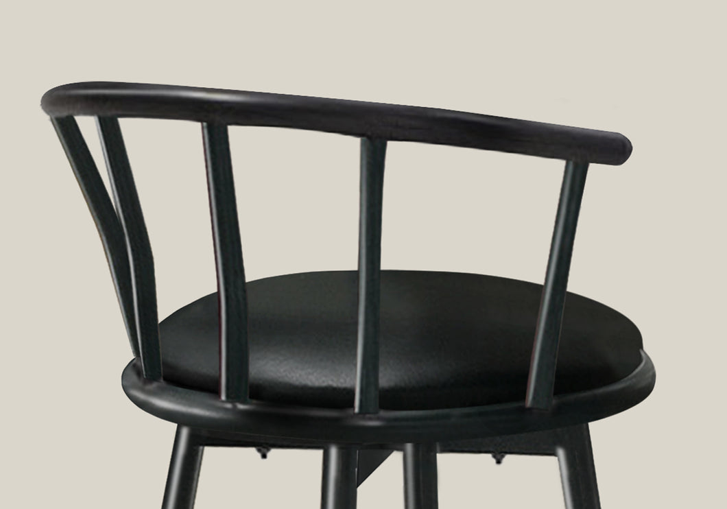 Tabouret de bar, lot de 2, pivotant, hauteur bar, bois, aspect cuir, noir, contemporain, moderne