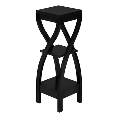 Accent Table, Side, End, Plsant Stand, Square, Living Room, Bedroom, Laminate, Black, Contemporary, Modern