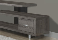 Charger l&#39;image dans la galerie, Meuble TV, 60 pouces, console, centre de divertissement multimédia, meuble de rangement, salon, chambre à coucher, stratifié, métal, taupe foncé, contemporain, moderne
