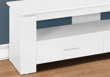 Charger l&#39;image dans la galerie, Meuble TV, 48 pouces, console, centre de divertissement multimédia, armoire de rangement, salon, chambre à coucher, stratifié, blanc, contemporain, moderne
