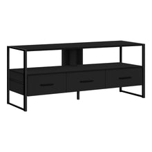 Charger l&#39;image dans la galerie, Tv Stand - 3 Storage Drawers / Open Shelf - 48&quot;L - Black / Black
