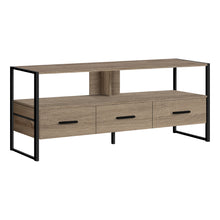 Charger l&#39;image dans la galerie, Tv Stand - 3 Storage Drawers / Open Shelf - 48&quot;L - Dark Taupe / Black
