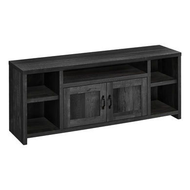 Tv Stand, 60 Inch, Console, Media Entertainment Center, Storage Cabinet, Living Room, Bedroom, Laminate, Black Reclaimed Wood Look, Contemporary, Industrial, Modern