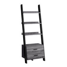 Charger l&#39;image dans la galerie, Bookshelf, Bookcase, Etagere, Ladder, 4 Tier, 69&quot;H, Office, Bedroom, Laminate, Grey, Black, Contemporary, Modern
