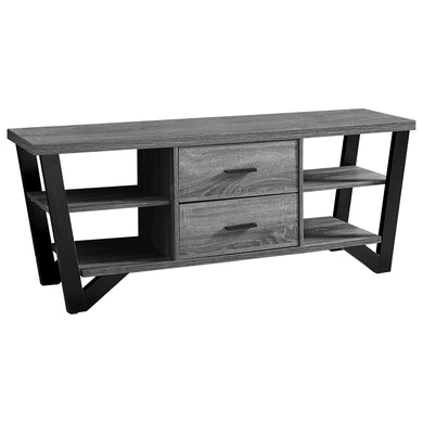 Tv Stand, 60 Inch, Console, Media Entertainment Center, Storage Cabinet, Living Room, Bedroom, Laminate, Grey, Black, Contemporary, Modern