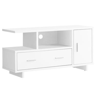 Tv Stand, 48 Inch, Console, Media Entertainment Center, Storage Cabinet, Living Room, Bedroom, Laminate, White, Contemporary, Modern