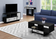 Charger l&#39;image dans la galerie, Meuble TV, 48 pouces, console, centre de divertissement multimédia, armoire de rangement, salon, chambre à coucher, stratifié, noir, aspect bois de récupération gris, contemporain, moderne
