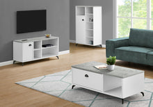 Charger l&#39;image dans la galerie, Meuble TV, 48 pouces, console, centre de divertissement multimédia, meuble de rangement, salon, chambre à coucher, stratifié, métal, aspect ciment gris, contemporain, moderne
