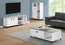 Charger l&#39;image dans la galerie, Meuble TV, 60 pouces, console, centre de divertissement multimédia, meuble de rangement, salon, chambre à coucher, stratifié, métal, aspect ciment gris, contemporain, moderne
