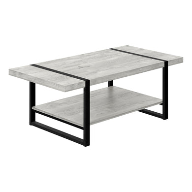 Coffee Table, Accent, Cocktail, Rectangular, Living Room, Metal Frame, Laminate, Grey Reclaimed Wood Look, Black, Contemporary, Industrial, Modern