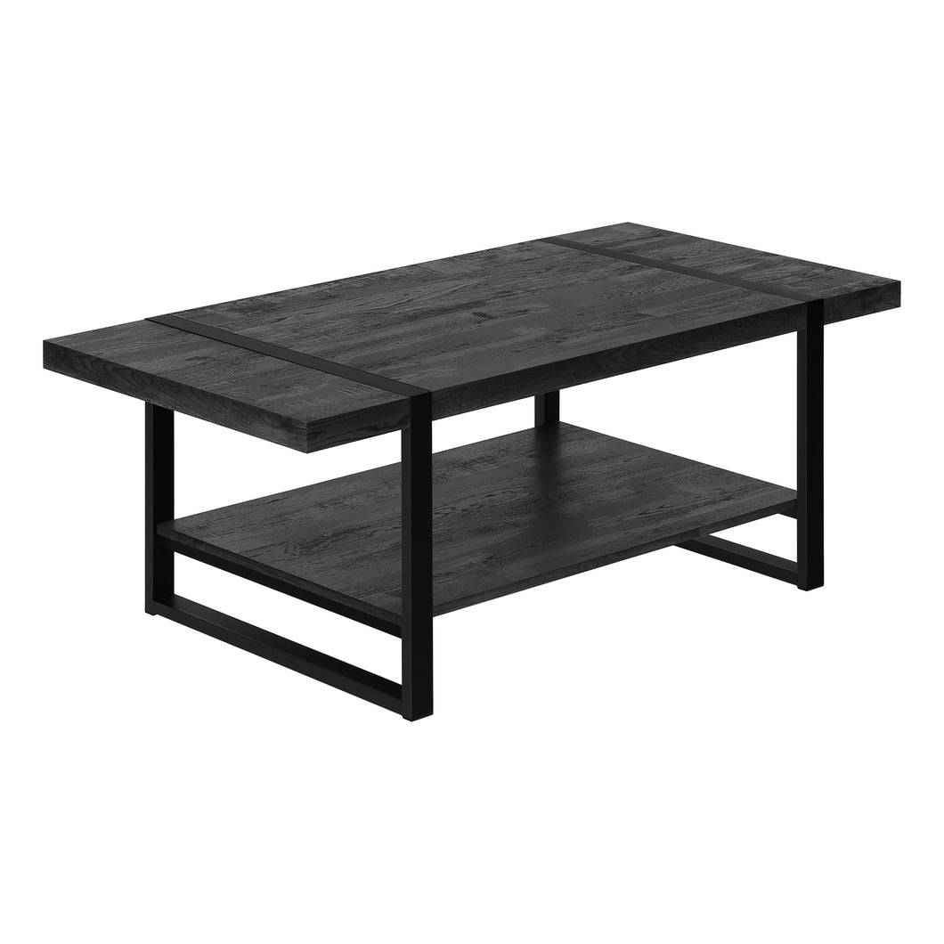 Coffee Table, Accent, Cocktail, Rectangular, Living Room, Metal Frame, Laminate, Black Reclaimed Wood Look, Black, Contemporary, Industrial, Modern