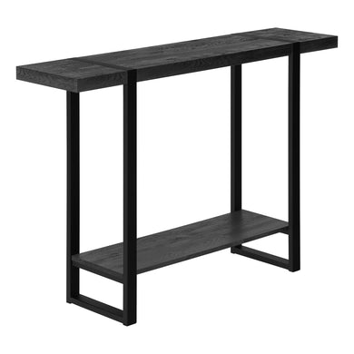 Accent Table, Console, Entryway, Narrow, Sofa, Living Room, Bedroom, Metal Legs, Laminate, Black Reclaimed Wood Look, Black, Contemporary, Industrial, Modern