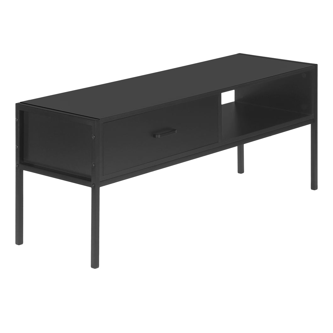 Tv Stand, 48 Inch, Console, Media Entertainment Center, Storage Cabinet, Living Room, Bedroom, Laminate, Metal, Black, Contemporary, Modern