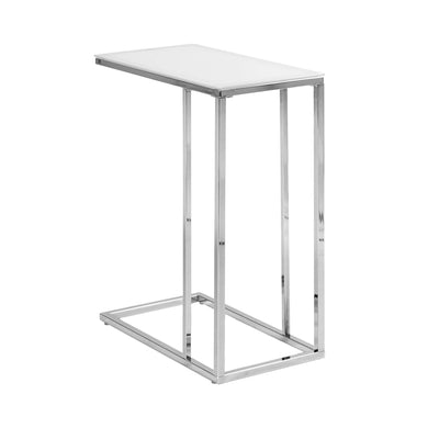 Accent Table, C-Shaped, End, Side, Snack, Living Room, Bedroom, Metal Legs, Tempered Glass, Chrome, Frosted, Contemporary, Modern