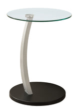 Charger l&#39;image dans la galerie, Accent Table, C-Shaped, End, Side, Snack, Living Room, Bedroom, Laminate, Tempered Glass, Black, Clear, Contemporary, Modern
