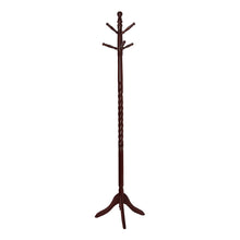 Charger l&#39;image dans la galerie, Coat Rack, Hall Tree, Free Standing, 6 Hooks, Entryway, 72&quot;H, Wooden, Cherry, Traditional
