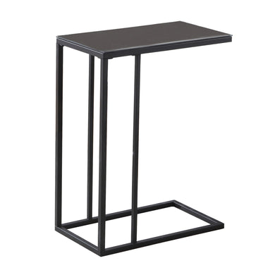 Accent Table, C-Shaped, End, Side, Snack, Living Room, Bedroom, Metal Legs, Laminate, Black, Black Tinted, Contemporary, Modern